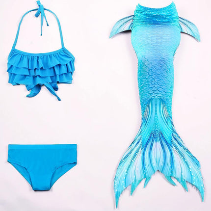 Girls Mermaid Swimsuit Set with Swim Tail Design | Fun Three-Piece Costume for Beach and Dress-Up Play