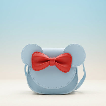 Cute Mouse Crossbody Bag for Girls with Bow Detail | Lightweight PU Mini Handbag for Toddlers and Kids Essentials