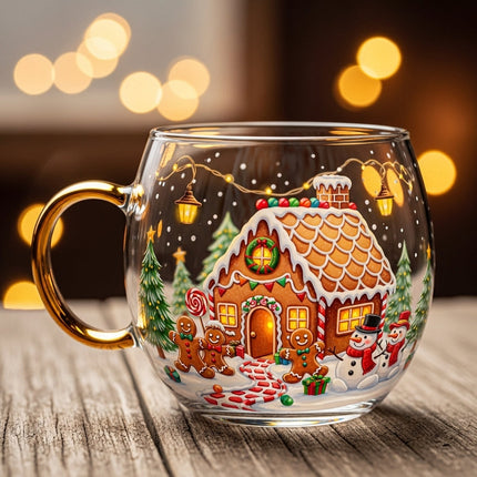 Christmas Glass Mug with Winter Motifs | Durable Hot Beverage Cup for Festive Cheer