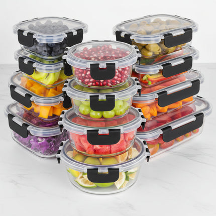 Airtight Glass Food Storage Containers Set with Leak-Proof Snap-Lids | Durable Borosilicate Meal Prep for Freshness and Easy Storage