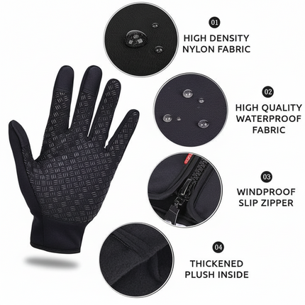 Touchscreen Winter Gloves with Non-Slip Palm Grip | Thermal Windproof Full Finger Design for Cold Weather Comfort