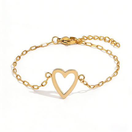 Adjustable Heart Chain Bracelet for Couples with Romantic Charm | Comfortable Jewelry Gift in Gold or Silver