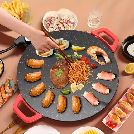 Cast Iron Grill Pan for Indoor Cooking with Even Heat Surface | Electric Powered Griddle for Searing and Grilling