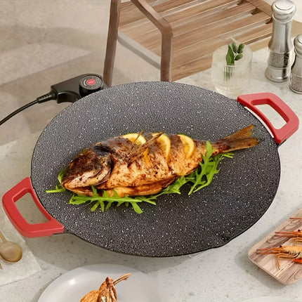 Cast Iron Grill Pan for Indoor Cooking with Even Heat Surface | Electric Powered Griddle for Searing and Grilling