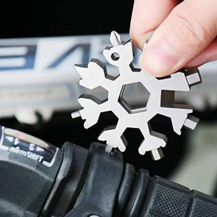 18-in-1 Snowflake Multi-Tool, Pocket Keychain Tool with Hex Wrenches, Screwdrivers and Bottle Opener for Bike Fixes