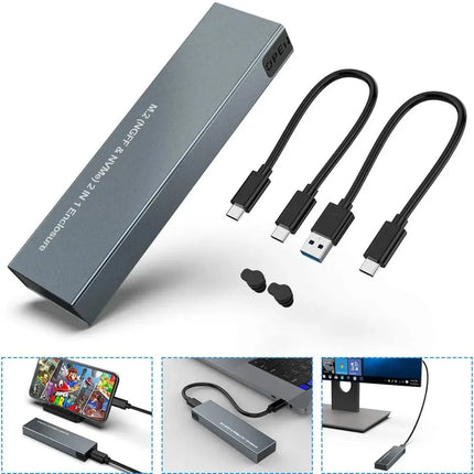 External Hard Drive Portable SSD Enclosure with USB C Interface | Fast 10Gbps Transfer for Reliable Data Storage