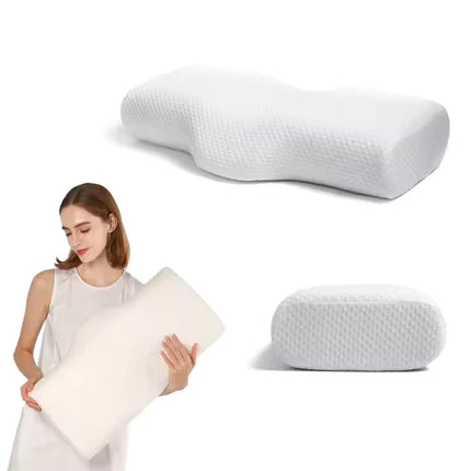 Memory Foam Neck Pillow with Breathable Cover, Single Pillow for the Bedroom, a Home Office or a Travel Bag