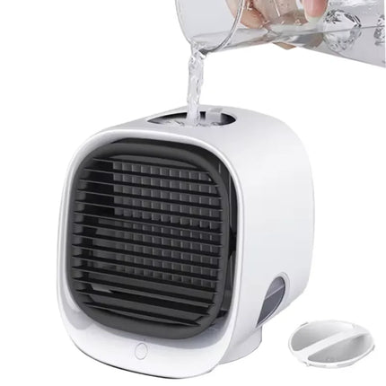 Mini USB Air Cooler Humidifier with LED Light | Compact 2-in-1 Device for Desk Comfort and Moisture