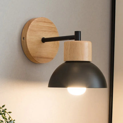 Wood and Metal Wall Lamp with Soft Ambient Glow | Modern Scandinavian Light for Bedrooms and Hallways