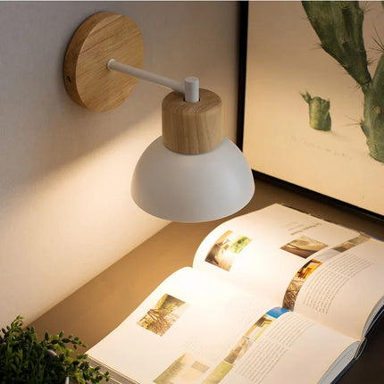Wood and Metal Wall Lamp with Soft Ambient Glow | Modern Scandinavian Light for Bedrooms and Hallways