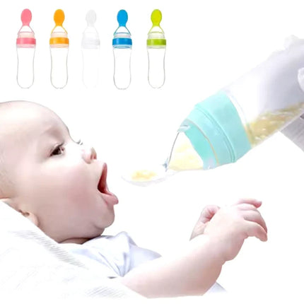 Baby Food Dispensing Spoon, Squeeze Bottle Feeder for Purees, Portion Control Design, Tidy Mealtime Feeding, 3 Colours