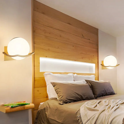 Wall Light with Opal Glass Globe | Modern Minimalist Sconce for Ambient Lighting in Bedrooms and Hallways