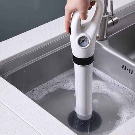 Air Pressure Drain Blaster, 5 Piece Manual Plunger Kit with Toilet, Sink and Floor Drain Heads for Clogged Pipes