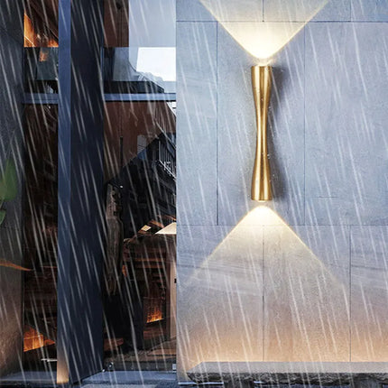 Gold Wall Light with Up & Down Illumination | Nordic Design for Indoor and Outdoor Sophistication