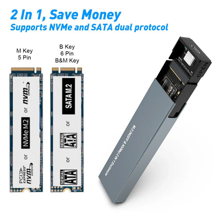 External Hard Drive Portable SSD Enclosure with USB C Interface | Fast 10Gbps Transfer for Reliable Data Storage