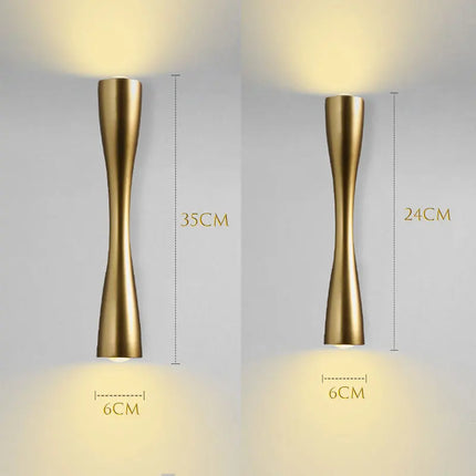 Gold Wall Light with Up & Down Illumination | Nordic Design for Indoor and Outdoor Sophistication