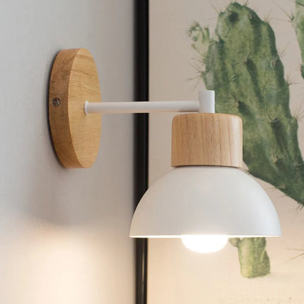 Wood and Metal Wall Lamp with Soft Ambient Glow | Modern Scandinavian Light for Bedrooms and Hallways