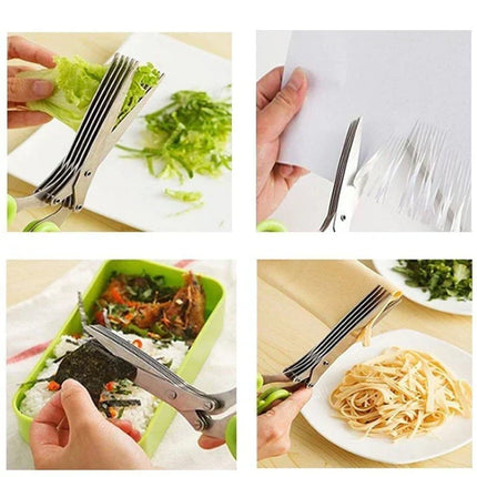 Herb Scissors with Cleaning Comb, Multi Blade Stainless Steel Kitchen Shears for Parsley and Chives