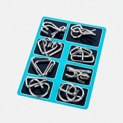 Metal Brain Teaser Puzzle Set with Multiple Shapes | Logic Challenge for Kids' Problem-Solving Skills
