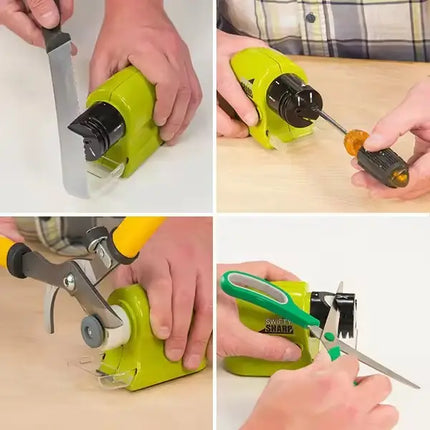 Cordless Electric Knife Sharpener, Battery Powered 5 Second Sharpening with Fine Polishing Stage for Kitchen Knives