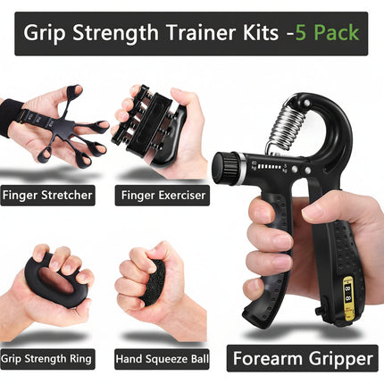 Adjustable Hand Gripper Strength Trainer Set with Durable Metal Build | Forearm and Grip Power Enhancement for Fitness and Recovery