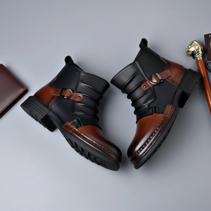 Men's Ankle Boots with Side Zip and Buckle Accent | Comfortable Casual Dress Shoes for Everyday Wear