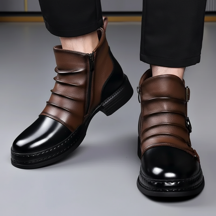 Men's Ankle Boots with Side Zip and Buckle Accent | Comfortable Casual Dress Shoes for Everyday Wear