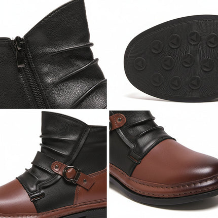 Men's Ankle Boots with Side Zip and Buckle Accent | Comfortable Casual Dress Shoes for Everyday Wear