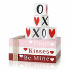 Valentines Day Decor, Wooden Book Stack Valentine Table Decor, Heart and XOXO Signs for Shelf and Mantel Decor_00
