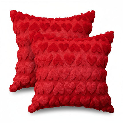 Valentine Heart Pattern Pillow Covers with Hidden Zipper | Soft Polyester Decor for Cozy Home Style
