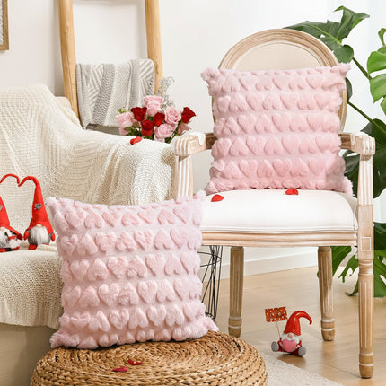 Valentine Heart Pattern Pillow Covers with Hidden Zipper | Soft Polyester Decor for Cozy Home Style