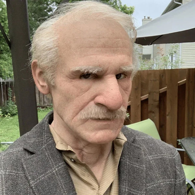 Halloween Masks, Realistic Old Man Mask with Movable Mouth, Latex Mask for Adults, Costume Mask for Cosplay and Theater