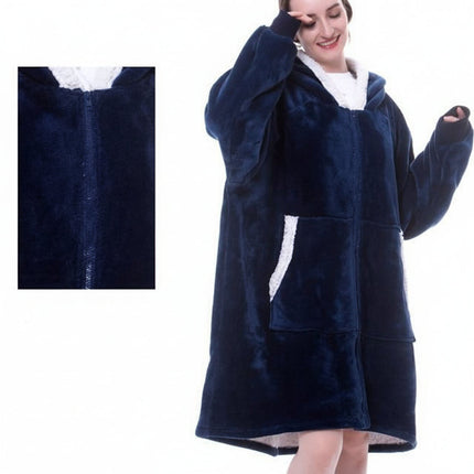 Wearable Hooded Blanket with Flannel and Fleece | Oversized Comfort for Lounging and Staying Warm