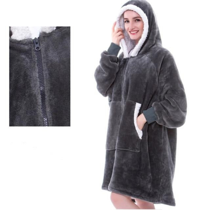 Wearable Hooded Blanket with Flannel and Fleece | Oversized Comfort for Lounging and Staying Warm