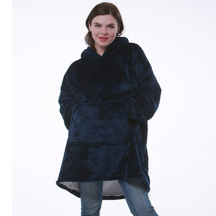 Wearable Hooded Blanket with Flannel and Fleece | Oversized Comfort for Lounging and Staying Warm