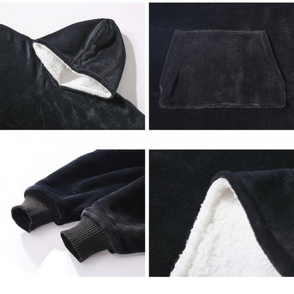 Wearable Hooded Blanket with Flannel and Fleece | Oversized Comfort for Lounging and Staying Warm