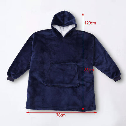 Wearable Hooded Blanket with Flannel and Fleece | Oversized Comfort for Lounging and Staying Warm