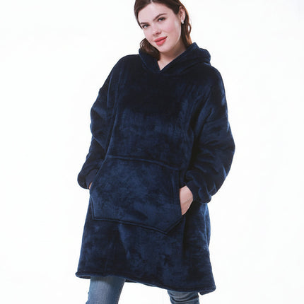 Wearable Hooded Blanket with Flannel and Fleece | Oversized Comfort for Lounging and Staying Warm