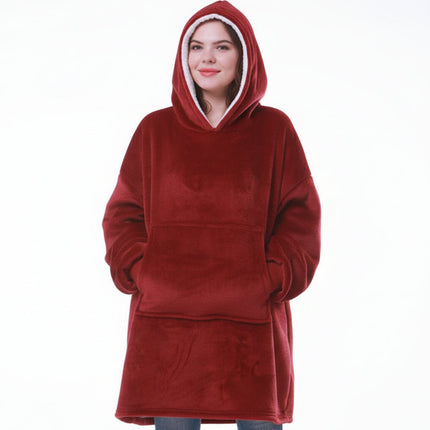Wearable Hooded Blanket with Flannel and Fleece | Oversized Comfort for Lounging and Staying Warm