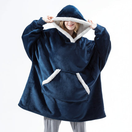 Wearable Hooded Blanket with Flannel and Fleece | Oversized Comfort for Lounging and Staying Warm