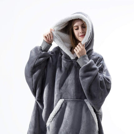 Wearable Hooded Blanket with Flannel and Fleece | Oversized Comfort for Lounging and Staying Warm