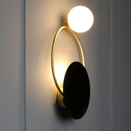 Designer Wall Lamp with Spherical Glass Shade | Modern Metal Fixture for Soft Ambient Lighting