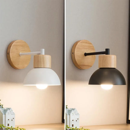 Wood and Metal Wall Lamp with Soft Ambient Glow | Modern Scandinavian Light for Bedrooms and Hallways