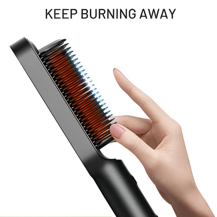 Heated Hair Straightening Comb with Anti-Frizz Technology | Versatile Styling for Healthy, Silky Hair