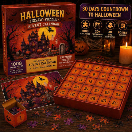 Halloween Advent Calendar Puzzle 1008 Piece, Haunted Castle Halloween Puzzle, 30 Day Halloween Countdown Calendar_03