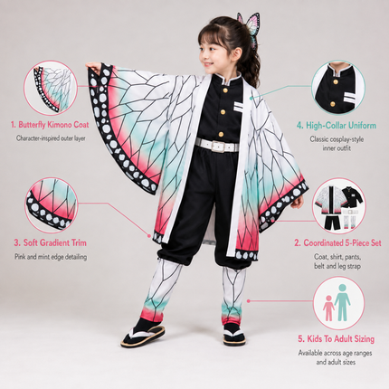 Anime Kimono Costume for Halloween with Sword | Complete Cosplay Outfit for Kids and Adults