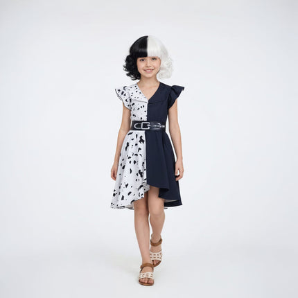 Dalmatian Dress Halloween Costume with Cape & Mask | Playful Kids Outfit for Cosplay and Parties