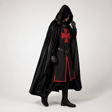 Medieval Knight Costume Cloak with Tunic | Historic Cosplay Outfit for Halloween and Themed Events