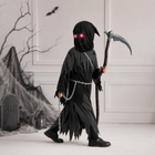Kids Halloween Costumes, Grim Reaper Costume Hooded Robe, Scary Costume with Glowing Eyes for Trick or Treat_00