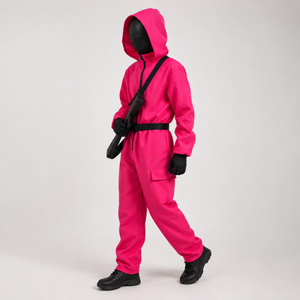 Hooded Jumpsuit Mask Costume Set for Halloween | Zip-Up Outfit for Complete Themed Look